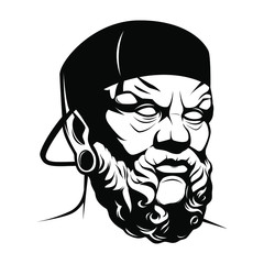 Socrates hipster. Logo illustration. Mascot.