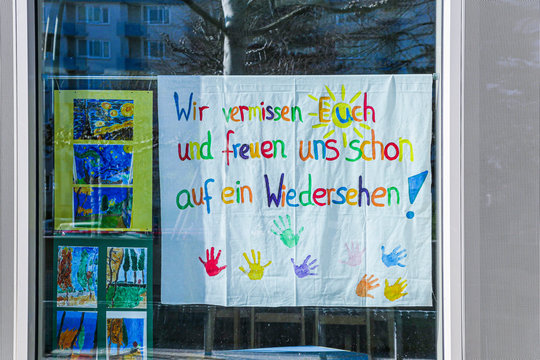 We Miss You And Hope To See You Soon Children's Sign In German