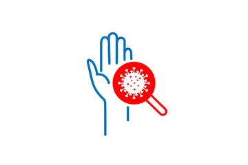 Vector simple line icon. Stop Coronavirus COVID-19. Illustration in flat design, on white background, isolated.