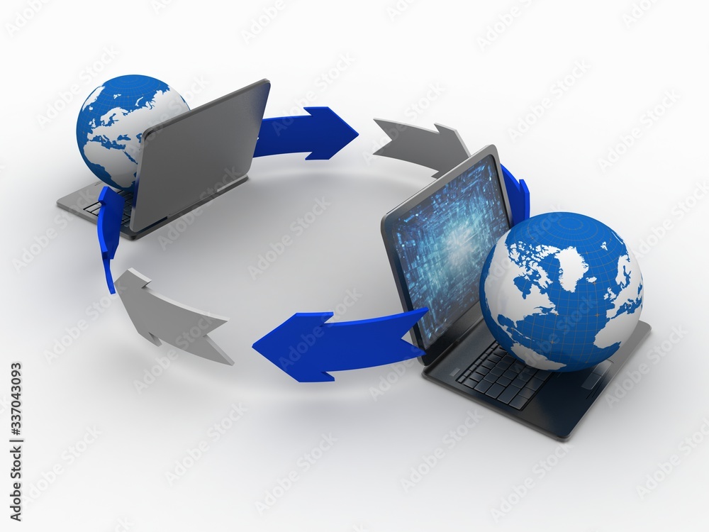 Poster 3d rendering technology computer network