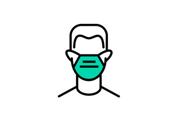 WebMan use mask vector. Vector Wear Face Mask sign for people. Warning sign recommend use of protective face mask in prevention Coronavirus.Health concept.