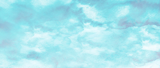 Fototapeta na wymiar Blue watercolor painting clouds spots background texture