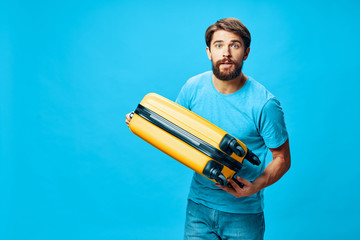 Man with suitcase vacation travel passenger