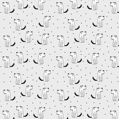 pattern with cute dogs and dots