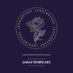 Abstract Flowers Vector Signs or Logo Templates. Retro Floral Illustration with Classy Typography. Feminine Logo. Modern Logo Template for florist, photographer, fashion blogger, design studio.