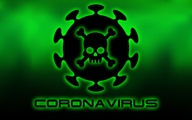 Coronavirus ,COVID-19.Green neon inscription covid-19 on a dark green background.Logo, symbol and Background.Vector illustration