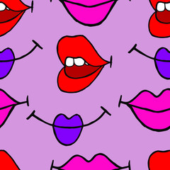 Vector illustration. Seamless bright abstract pattern in the form of smiles.