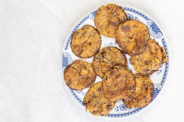 Homemade crisp biscuits cookies with chocolate