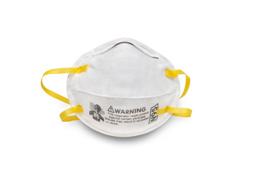An N95 respirator is a respiratory protective device for medical professionals to protect from corona virus or covid-19 - obrazy, fototapety, plakaty