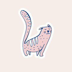 Cat doodle Vector illustration. Design for stikers, poster, social media post.