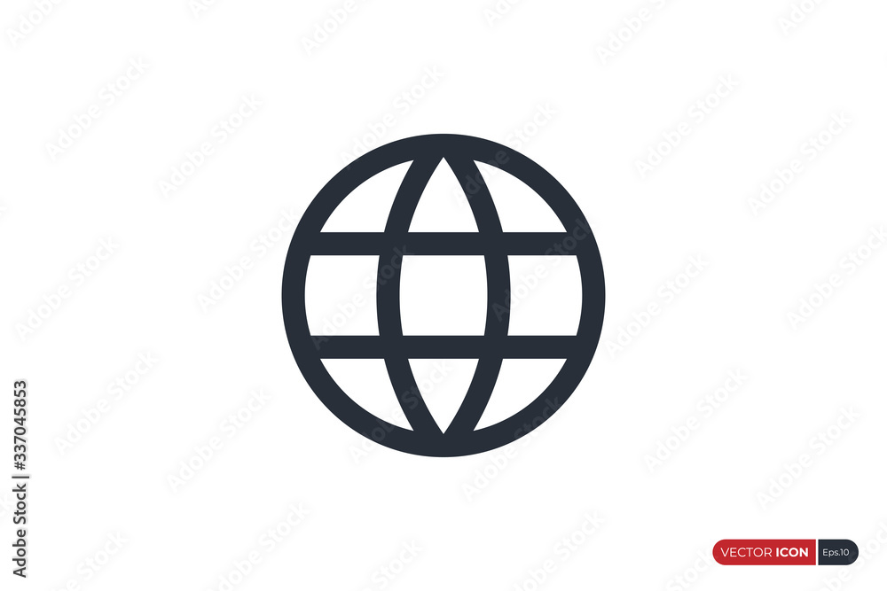 Poster world globe icon line isolated on white background. flat vector icon design template element.