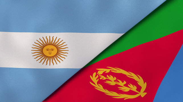 The flags of Argentina and Eritrea. News, reportage, business background. 3d illustration