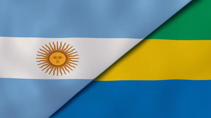 The flags of Argentina and Gabon. News, reportage, business background. 3d illustration