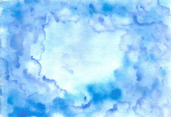 Fototapeta na wymiar abstract blue sky watercolor background