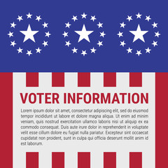 Fototapeta na wymiar Voter information stand design. Stars and stripes background. The US presidential election 2020. Vector illustration