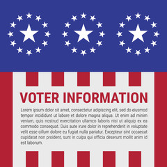 Voter information stand design. Stars and stripes background. The US presidential election 2020. Vector illustration