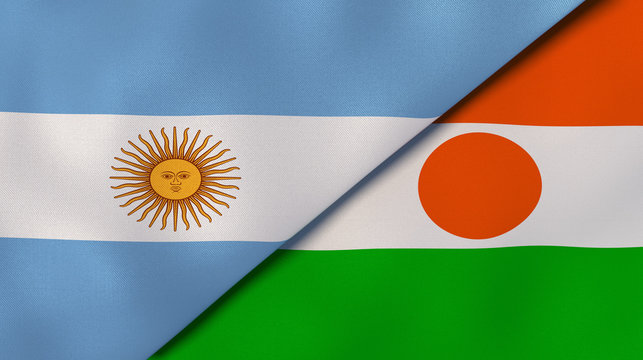 The flags of Argentina and Niger. News, reportage, business background. 3d illustration