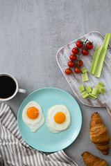 flat lay breakfast on table