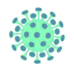 Corona virus green turquoise blue with tentacles cartoon drawing element