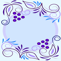 Blue floral card greeting frame.