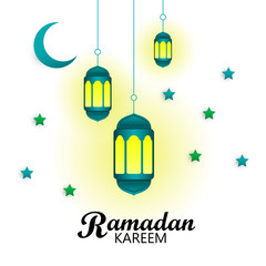 Poster illustration with ramadan kareem background