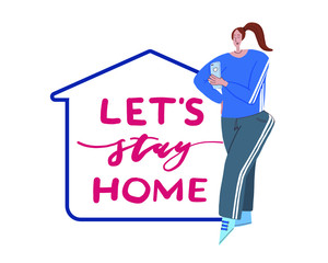 vector illustration of a stay at home.diagram, element of the poster's logo with a graphic element. be home