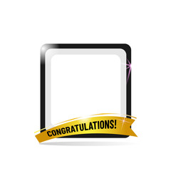 Empty frame with congratulation ribbon vector isolated on white backgroundEmpty frame with congratulation ribbon vector isolated on white background