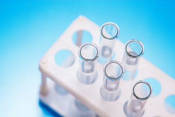 Test tubes on a blue background