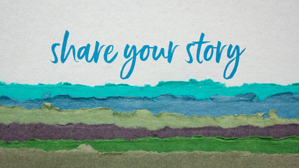share your story  handwriting on a handmade paper