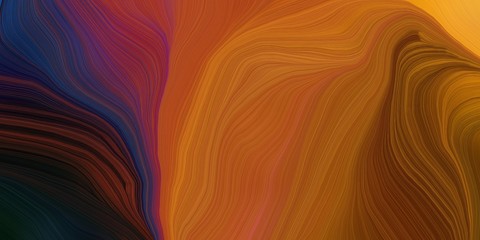 vibrant background graphic with modern soft curvy waves background design with saddle brown, very dark blue and sienna color