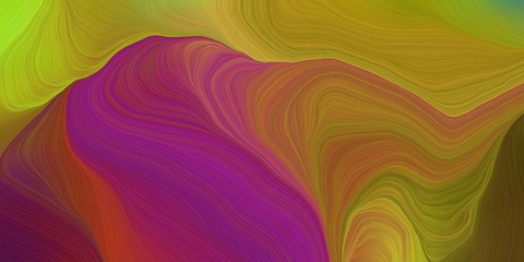 vibrant background graphic with contemporary waves illustration with sienna, dark golden rod and yellow green color