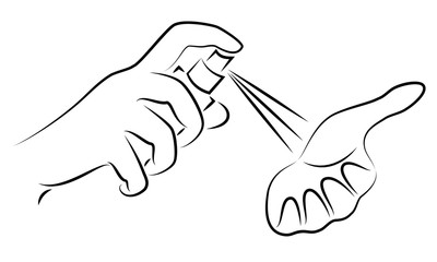Obraz premium Hand disinfection with an antiseptic. Hygienic procedure. Disease prevention, good for health. Vector illustration