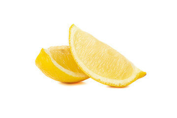 Lemon slices isolated on white background. Ripe fruit
