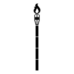 Burning beach bamboo torch icon isolated on white background