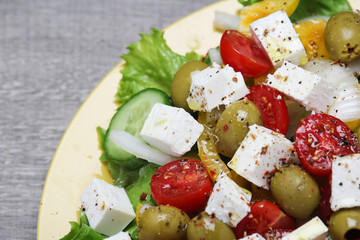 Traditional Greek salad on the plate