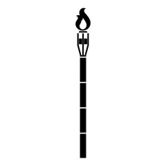 Burning beach bamboo torch icon isolated on white background