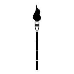 Burning beach bamboo torch icon isolated on white background