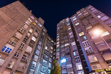 Low angle shot of residential district in Palilula, Belgrade