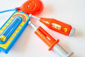 Toy medical instruments and health safe at home