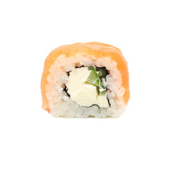 Delicious sushi roll isolated on white background