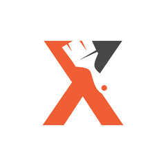 Letter X Paint Brush Logo Design. Home Building Decoration Icon Graphic. Digital Painting Proffesional Vector.
