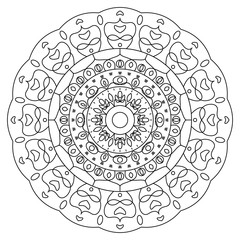 Circular pattern in form of mandala. Decorative ornament in ethnic oriental style, vector illustration. Coloring book page.