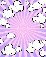 Bright background for product presentation or text. Comic hand-drawn style. Smartphone screen. Application Post. Vertical format.