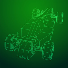 Fast motor sport racing car speed concept. Wireframe low poly mesh vector illustration.