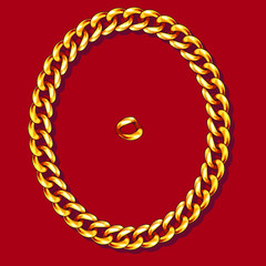 Gold Chain. Vector Frame. Clip Art. Detal.