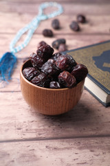 Close up of date fruit in a bowl 