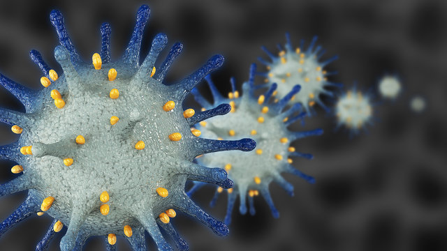 Corona Virus Cells Globule 3D illustration