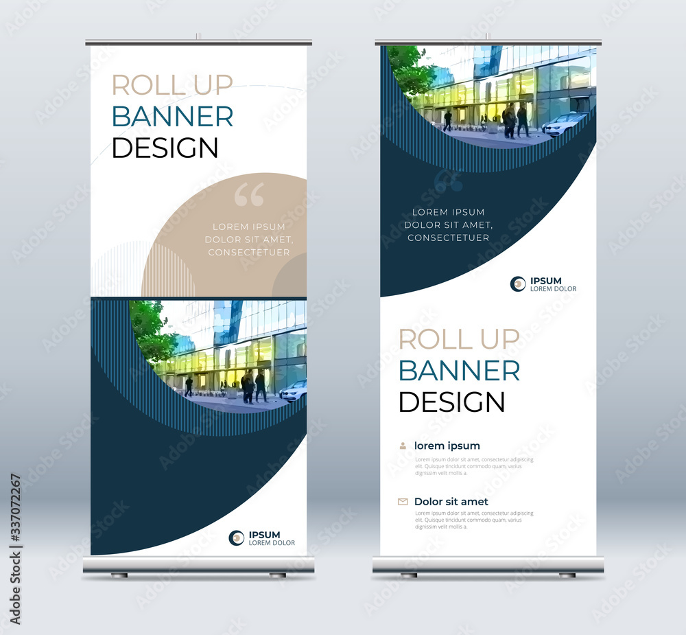Canvas Prints roll up banner stand presentation concept. corporate business roll up template background. vertical 