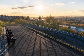 Naklejka premium Urban landscape of Barnaul, capital of Altai region, Russia.