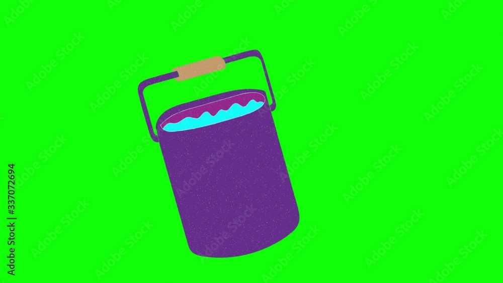 Poster water bucket hand drawn green screen. floating loop animation